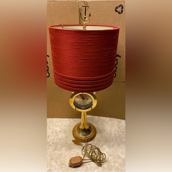 MCM Brass Nautical Telegraph Lamp W/ Quartz Clock and Mirror - RARE - VINTAGE!!